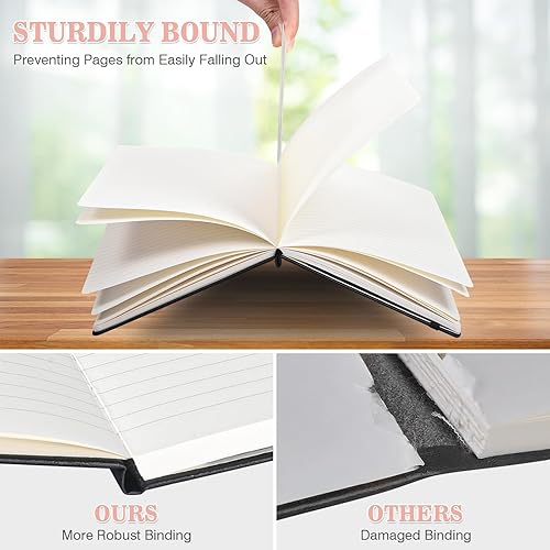 Miniatura 3 de Cuaderno rayado, paquete de 3 cuadernos A5 con rayas universitarias para el trabajo, cuadernos de tapa dura cada uno con 2 bolsillos y bolígrafo,