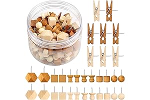 120Pcs Decorative Thumb Tacks, Push Pins, Bulletin Board - Wooden Brown Thumb...