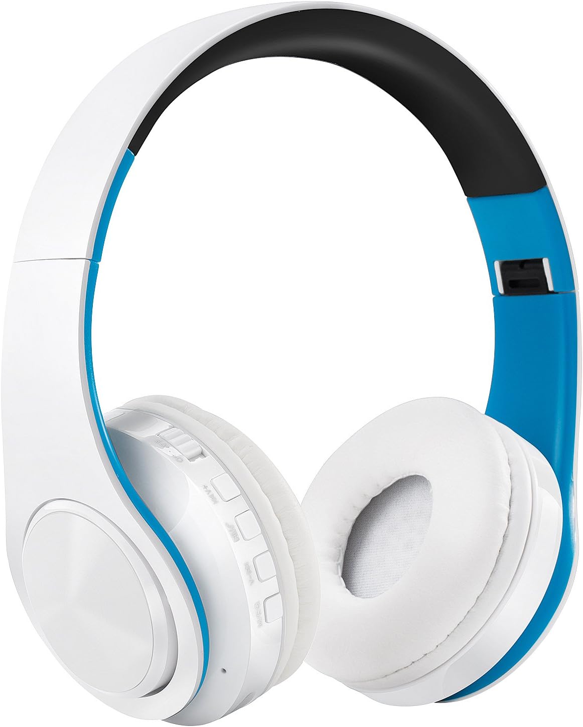 Bluetooth Over Ear Headphones, WolinTek Foldable Wireless Headset with Micro SD/TF Card Slot, Microphone & 3.5mm Jack, Comfortable Protein Ear pads, 10 Hours Playtime - White/Red