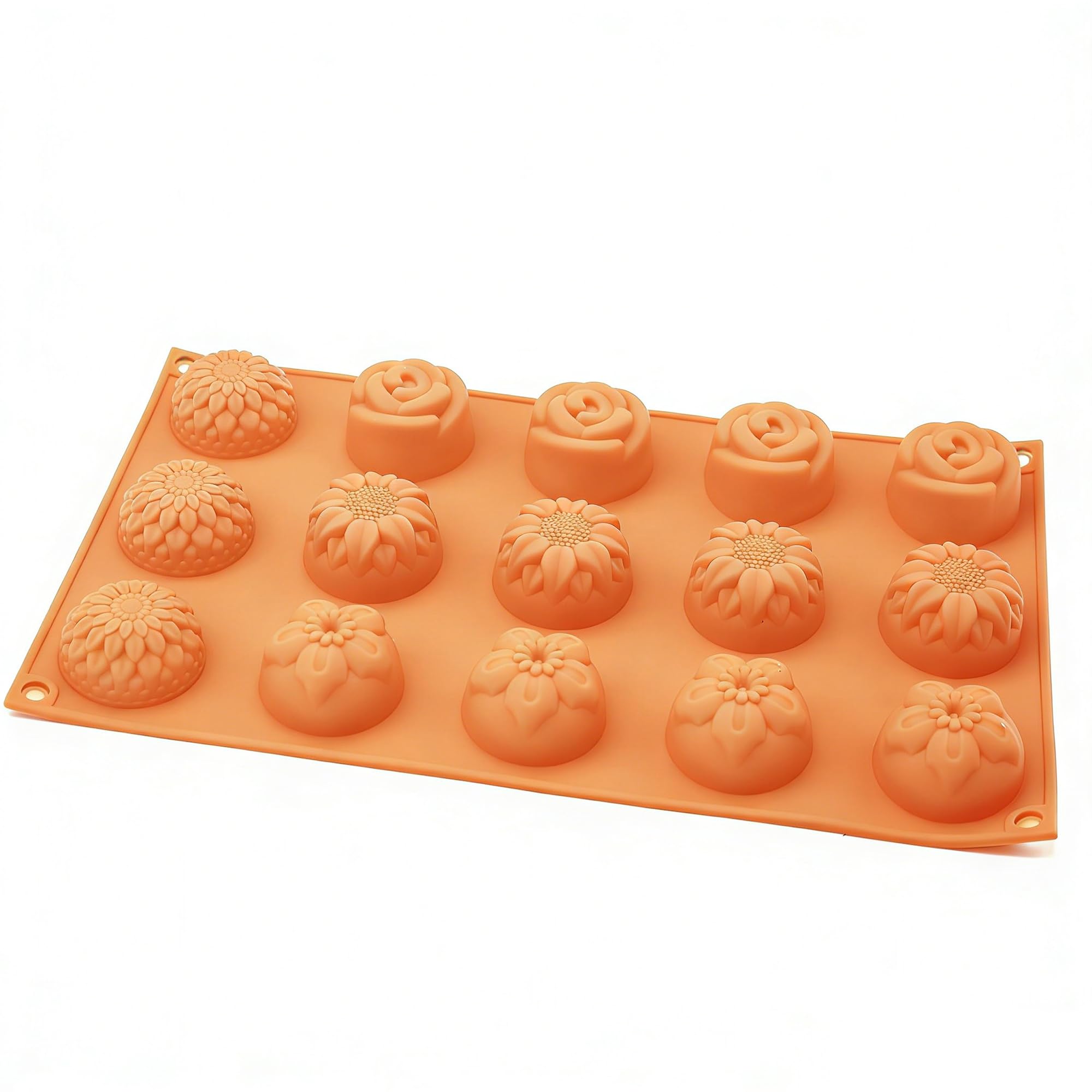 X-Haibei Floral Silicone Mold – Sunflower, Chrysanthemum, Rose, and Small Flower Designs – Perfect for Guest Soap, Sample Soap, Lotion Bars, Chocolate, and Jello 1oz, Dia. 1.6inch