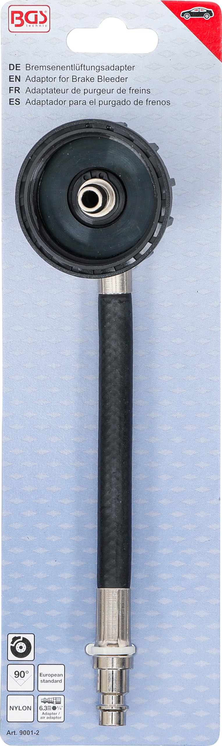 BGS 9001-2 | Adapter do odpowietrzania hamulców | Euro 20 | z ruchomym wężem przyłączeniowym