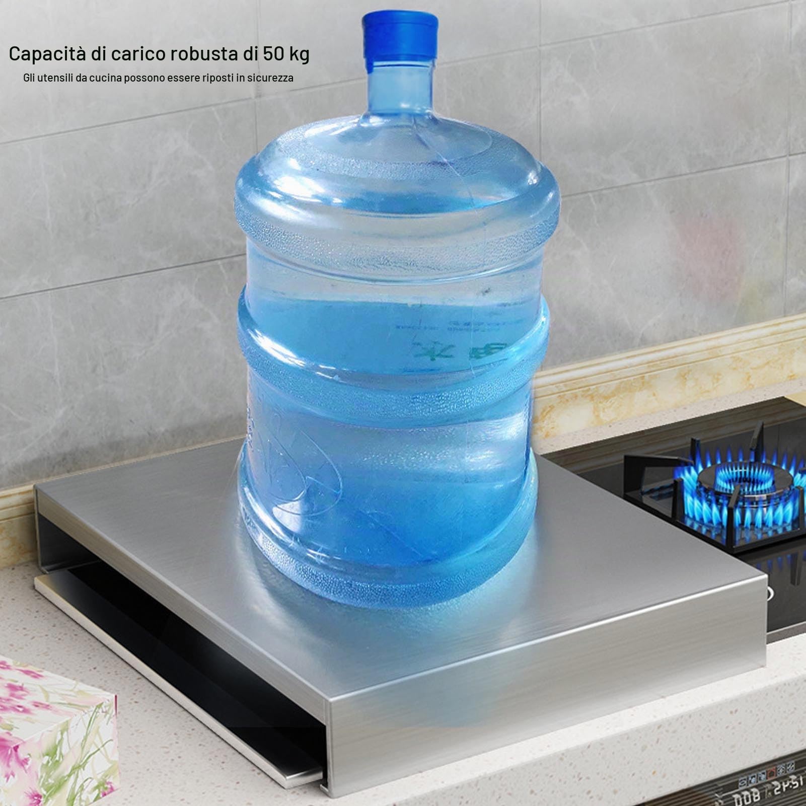 Luocute Copertura Superiore per Fornello a Gas con Piedini Antiscivolo, Pannello di Copertura Superiore per Fornello in Acciaio Inossidabile per Sicurezza Piano di Lavoro, Spazio Extra
