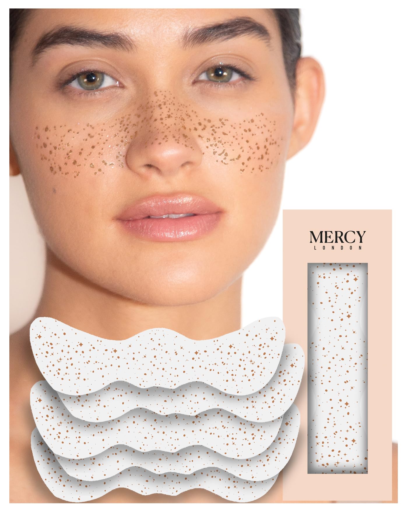 MERCY LONDON Brown Freckle Tattoos – 5 Pieces Natural & Long-Lasting Faux Freckles, Easy to Apply & Remove, Waterproof, Smudge-Proof Beauty Accessory,