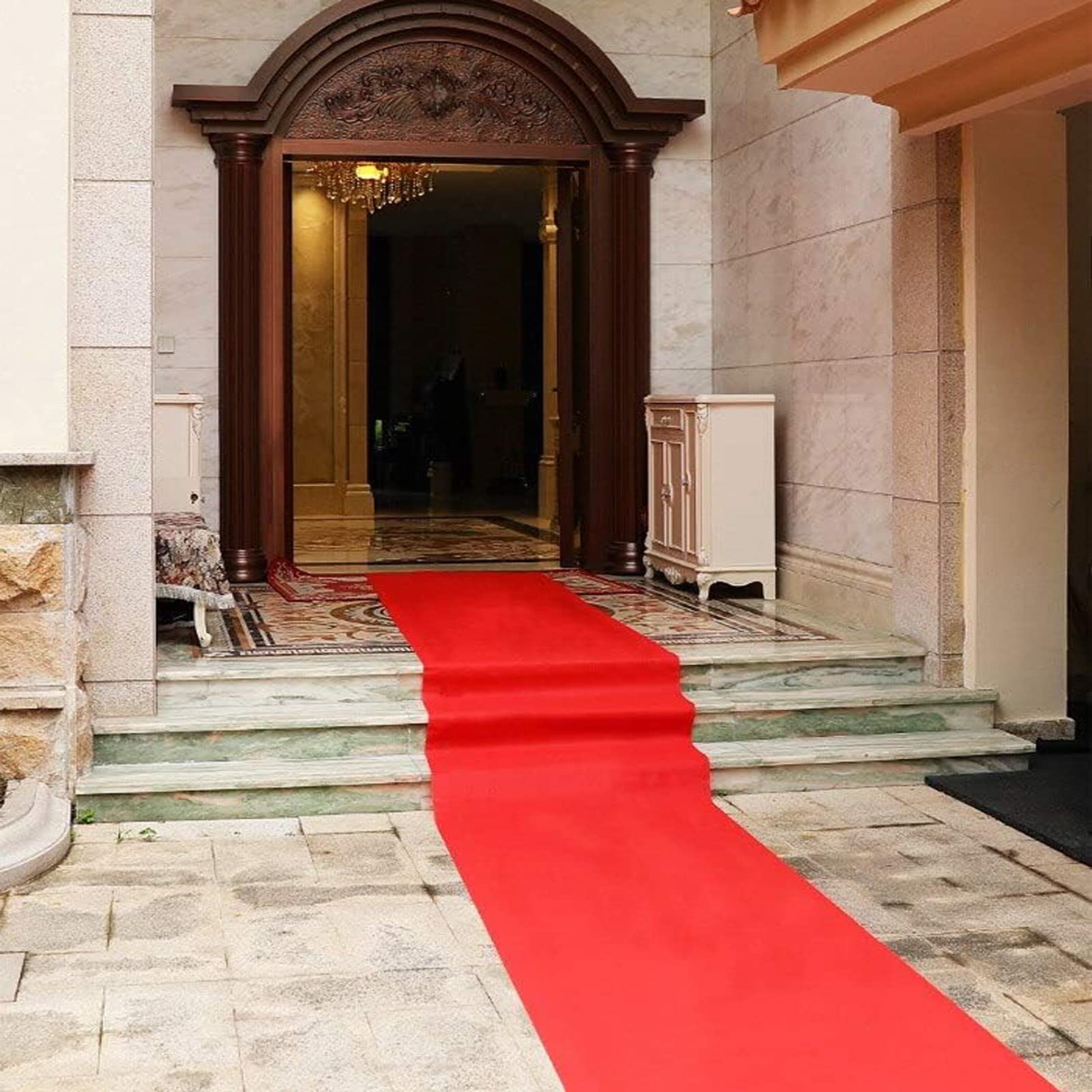 10m 20m 30m Corridore del di Nozze Tappeto Rosso Passerella Tappeto Corridore di Passerella in Poliestere 2mm di Spessore per Matrimoni all'aperto per Interni Festa di Apertura Evento Celebrativo ( Si