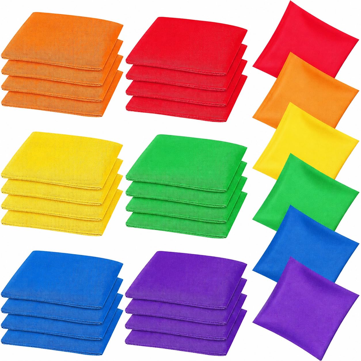 24 Stück Cornhole Säckchen, Wurfsäckchen Bohnensäckchen Set 15 x 15 cm Nylon Sitzsack Werfen für Familienfeiern, Wurfspiel, Outdoor, Garten