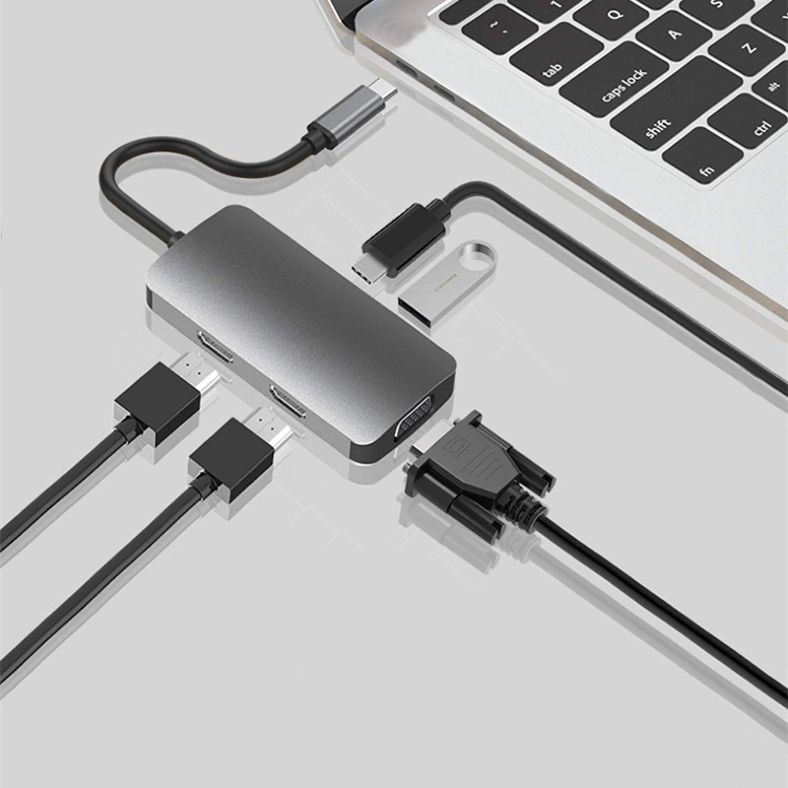 USB Tipo C Hub a HDMI compatibile MST 4K VGA Adattatore USB C HUB Docking Station RJ45 Lan Ethernet SD TF per Macbook