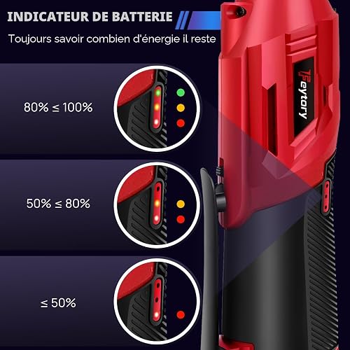 Jeu de clés à cliquet électriques 12 V 3/8", clé à cliquet sans fil avec couple 40 N.m, 0-300 tr/min avec 2 batteries de 1500 mAh, 7 prises, cliquet électrique pour meubles et voitures - 7