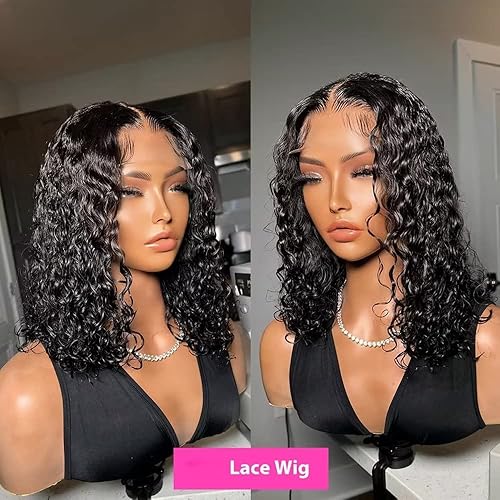 Miniatura 3 de Pelucas cortas rizadas Bob de cabello humano para mujeres negras, 13 x 4 HD transparente, pelucas Bob previamente despuntadas con cabello de bebé,