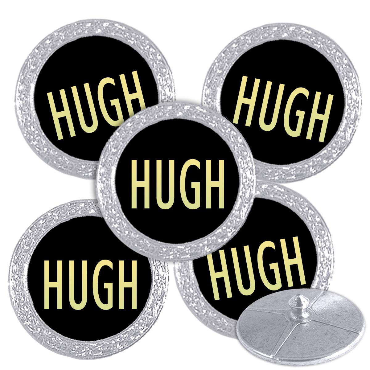 Best Impressions Silver Coloured Golf Ball Markers with Names (HUGH) — image 1