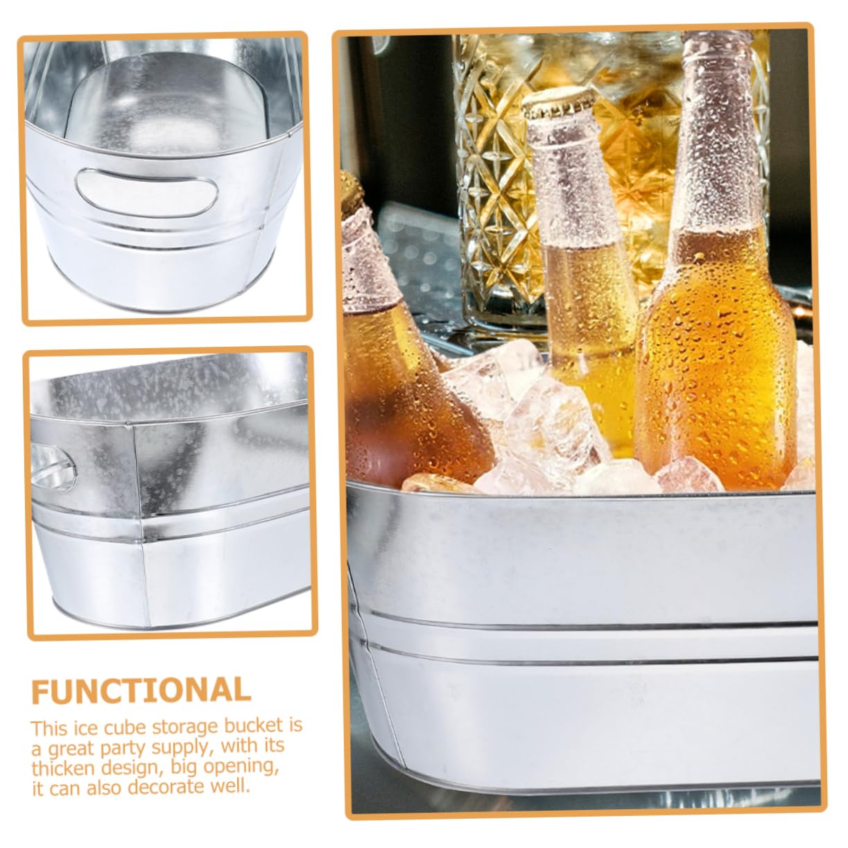 Yardwe 2piezas Cubos De Hielo De Acero Inoxidable Contenedores De Hielo para Fiestas Cubos De Metal para Ktv Casa y Uso Diario