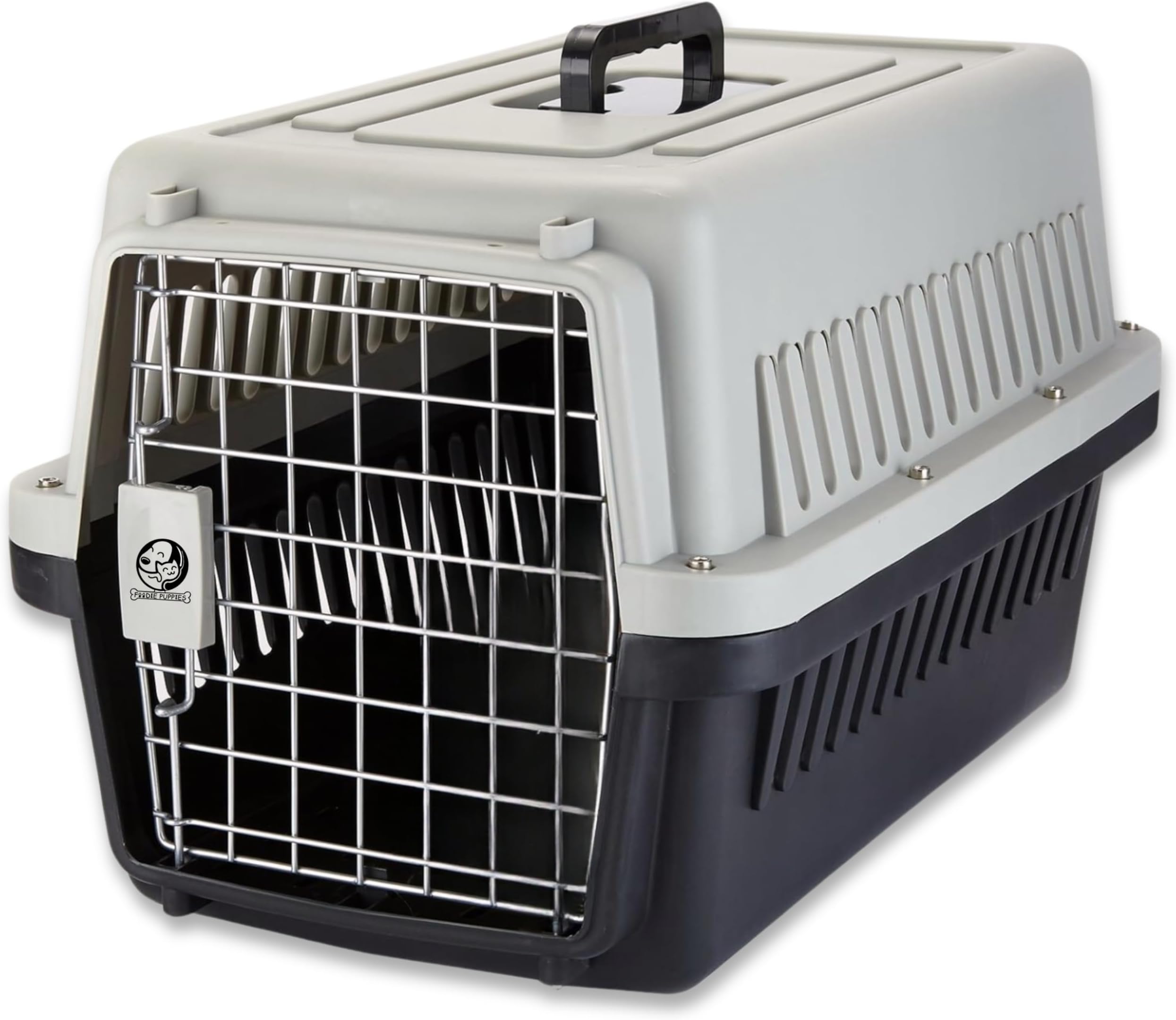 Foodie Puppies Portable Pet Carrier Crate with Handle (Fiber Cage - Large) (58 x 37 x 35cm) for Small Dogs, Cats & Rabbit Animal Carrier Travel Cage Box with Metal Door & Spring Lock (Color May Vary)
