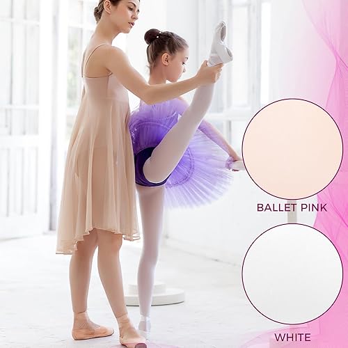Miniatura 2 de 2 mallas de ballet para niñas, mallas de baile, mallas ultra suaves con pies, leotardos de ballet para niñas