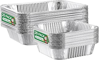 40 Pack Disposable Aluminum Foil Pans Assorted Sizes - 20 Large 10.25x12 Half Size Aluminum Pans & 20 Small 8x8 Tin Foil Baking Pans, Tin Trays Containers for Meal Prep, Food Cooking, Roasting