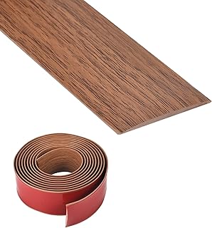 Vinyl Floor Transition Strip, Self Adhesive Floor Cover Strips PVC Laminate Threshold Strip Bar Flat Divider Strip for Joining Floor Gaps, Doorways Threshold, Carpet, 2" Wide (Brown Wood Grain, 10Ft)