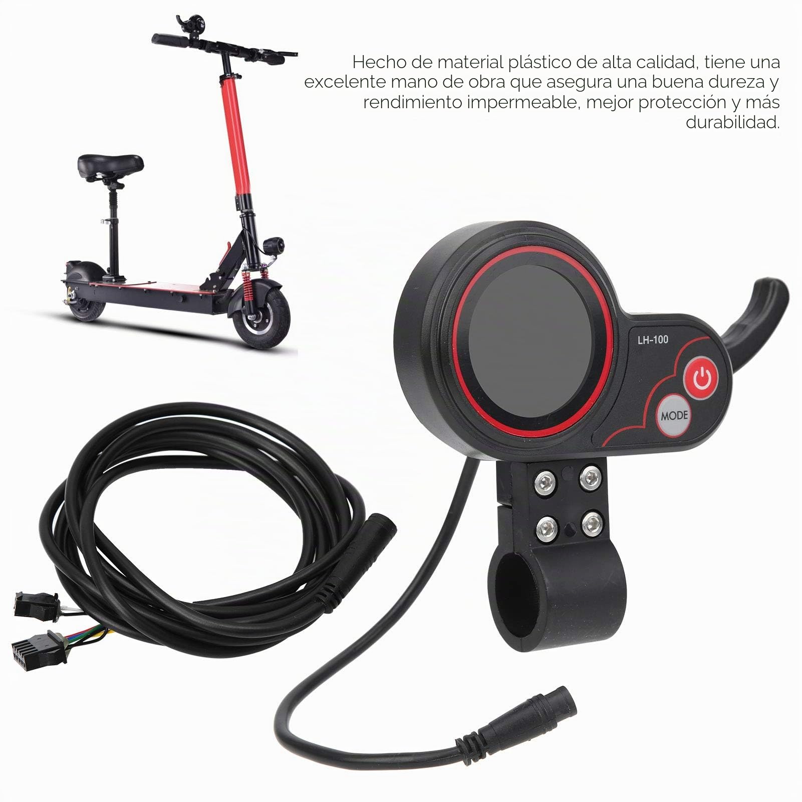 Keenso Acelerador de Pulgar para Scooter, 24V 36V 48V 60V Acelerador de Pulgar Universal 2 en 1 Velocímetro Panel de Control Manual para Scooter de Bicicleta eléctrica