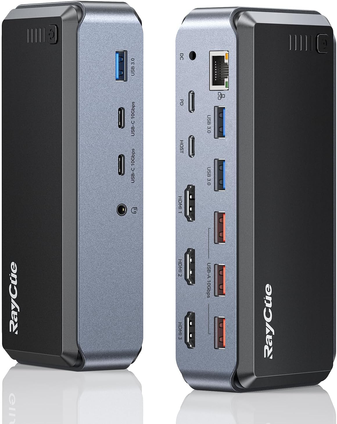 Estación de acoplamiento USB C ideal para organizar tu escritorio de teletrabajo con tres monitores 8