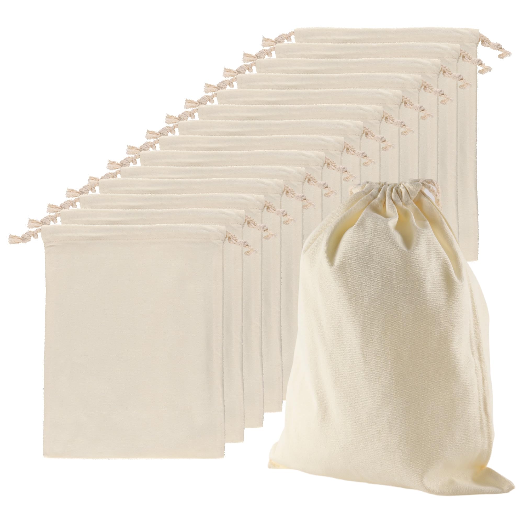 15 sacchetti in tela con coulisse, 30 x 40 cm, sacchetti con coulisse, sacchetti di tela con coulisse media per conservazione, pane, vestiti, borse in tessuto bianco beige per fai da te