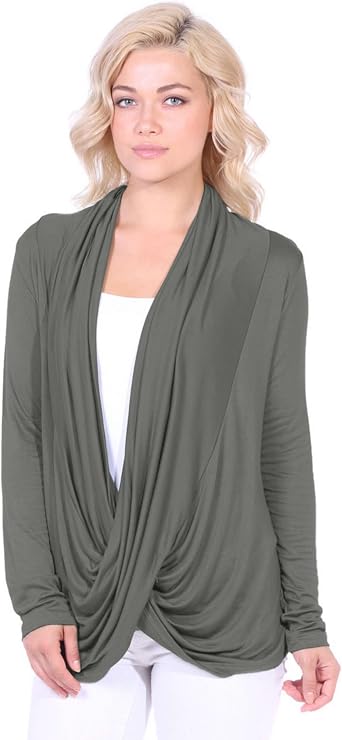 Popana Womens Casual Long Sleeve Criss Cross Fall Cardigan Plus Size Made in USA