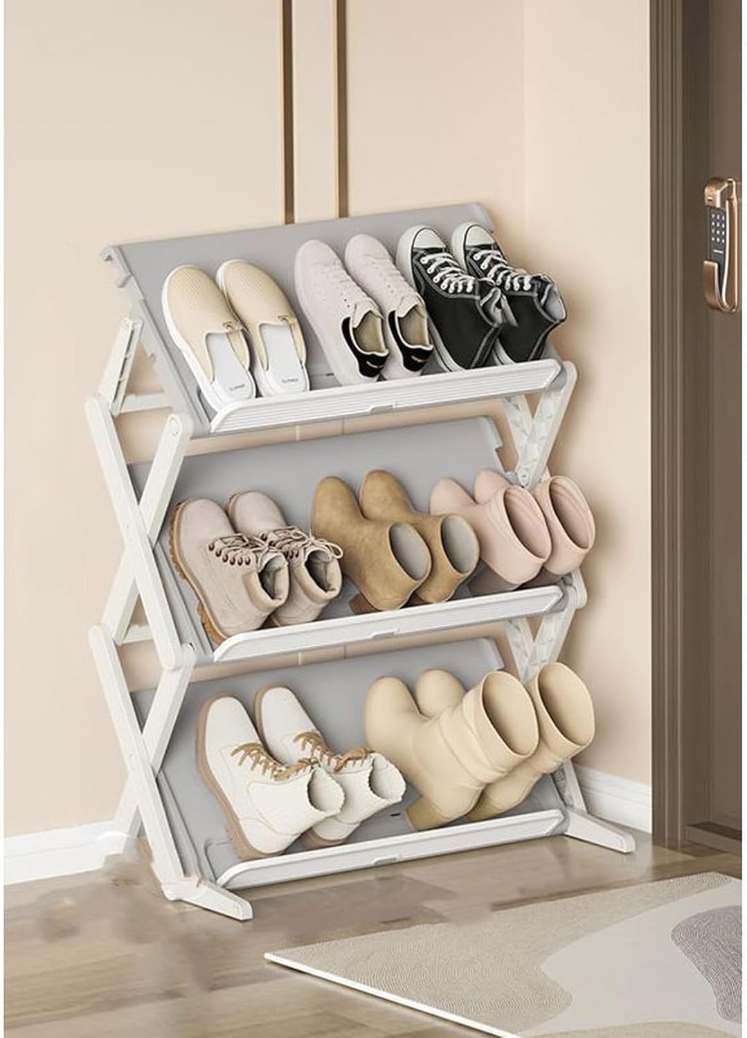 シューズラック おしゃれ 靴箱 収納 スリム 靴棚 本棚 収納棚 オープンラック グレー 収納ラック 下駄箱 靴収納棚 マルチラック