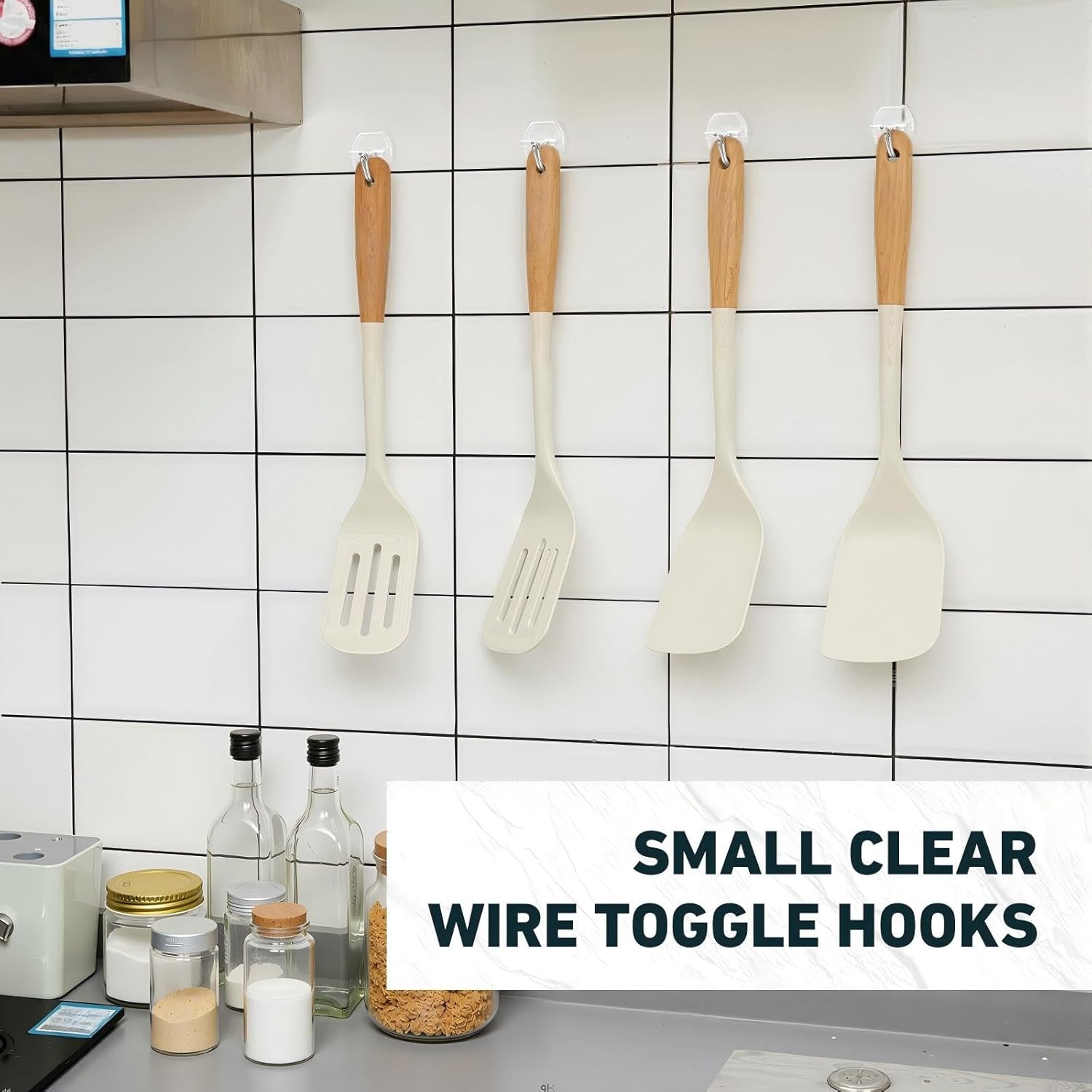 200 Pack Small Wire Hooks for Wall, Clear Heavy Duty Hanging Adhesive Hooks, Reusable Wall Hook for Christmas, Kitchens, Office, Shower Hanging, Key Holder, Coat, Door