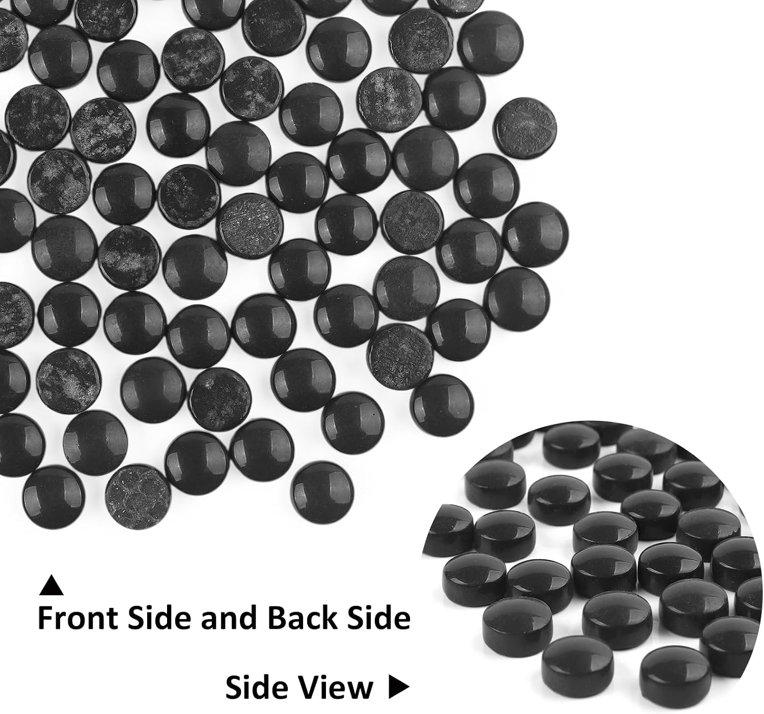 Artspac 150g Glossy Black Round Glass Mosaic Tiles for Crafts Bulk
