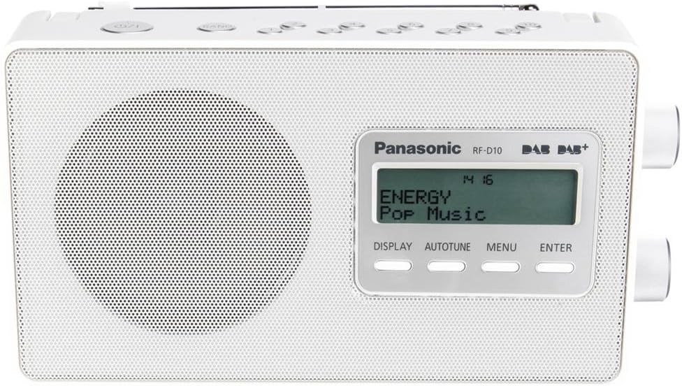 Panasonic RF-D10EG-W Radio Vintage, Ampio Schermo LCD Retroilluminato, FM, DAB/DAB+, RDS, Bianco