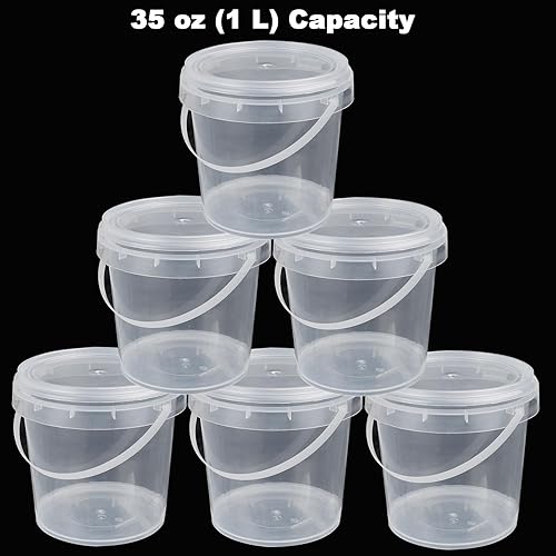 Miniatura 6 de ZOFORTY 30 recipientes de slime de 30 onzas con tapas y asas, contenedores de plástico de almacenamiento de 33.8 fl oz, estuche de almacenamiento de