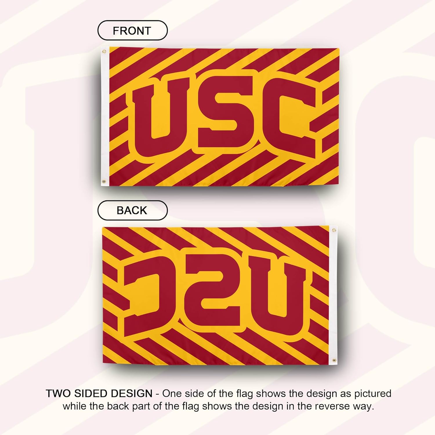 Desert Cactus University of Southern California USC Flag - 3 x 5 Feet Trojans Banner, Indoor/Outdoor Durable Fabric, 100% Polyester Design (Style F)