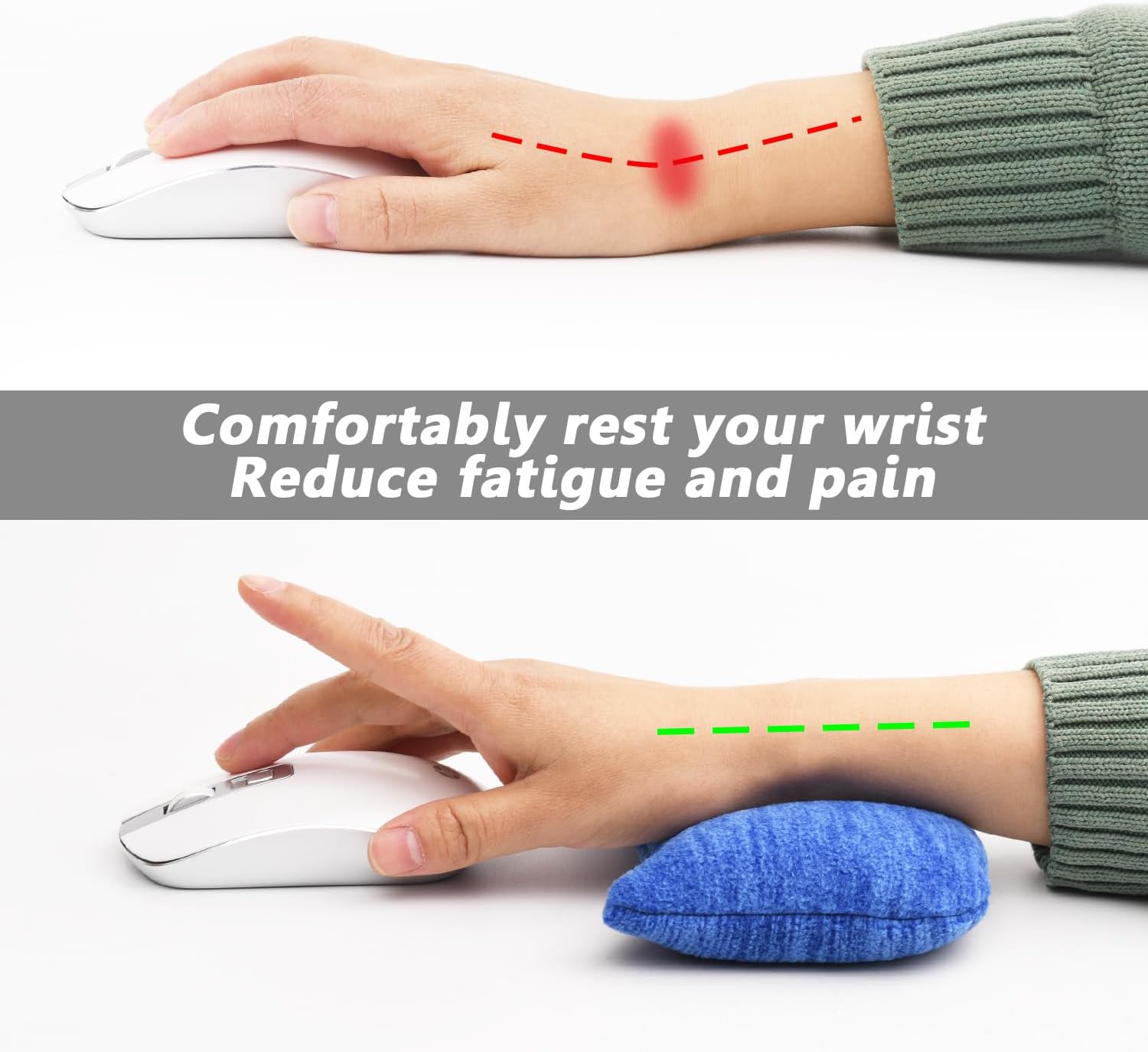 Large Mouse Wrist Rest Bean Bag, Ergonomic Mouse Support Pad Filled Ergo Beads for Computer, Laptop, PC Gaming (Blue) image 3