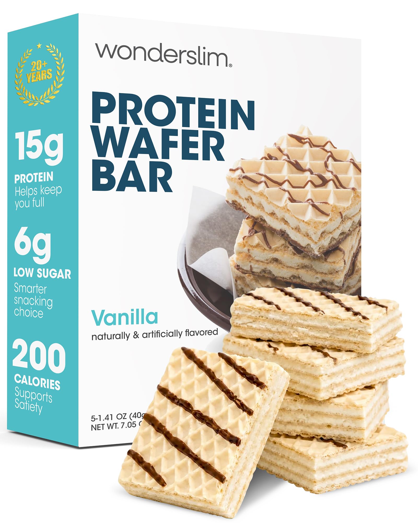 Wonderslim High Protein Wafer Bars, GLP-1 Friendly – 5 Count (Vanilla)
