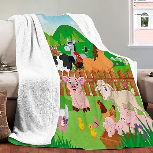 Miniatura 6 de Manta de animales de granja linda manta de animales de granja para niños, suave y acogedora manta de franela de granja para perros de granja, cerdo,