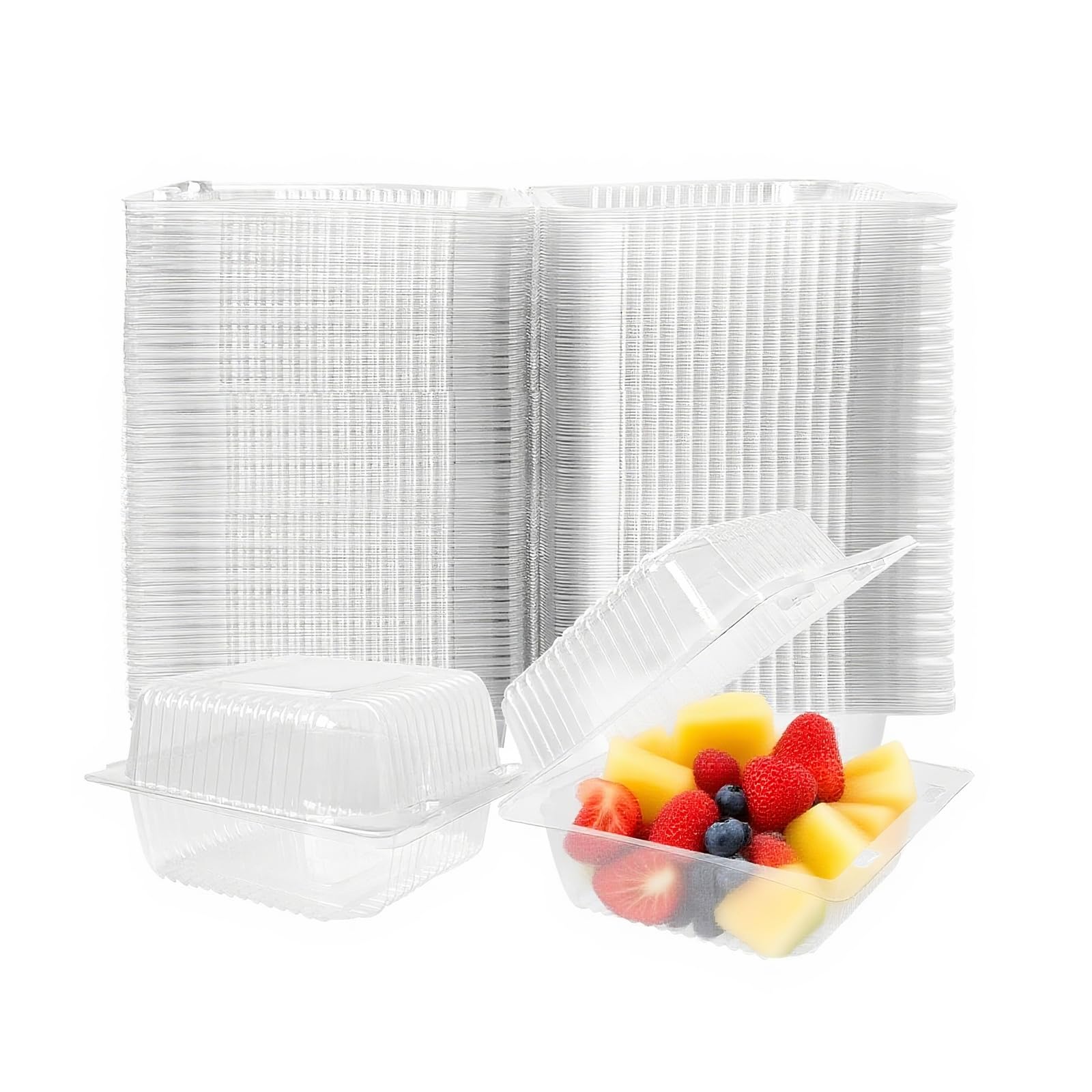 Hniuyun 100 Pack 4 Inch Clear Square Plastic Cake Slice Boxes with Lids, Stackable Dessert Containers for Cheesecake, Sandwiches, Bakery Treats