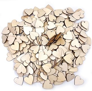 300 Pcs Wooden Hearts for Crafts, 1inch Heart Shaped Wood Sheets, Christmas Wood Decorations for Tree, Blank Unfinished Wood Ornaments for Wedding, Wooden DIY Christmas Ornaments Hanging Decorations
