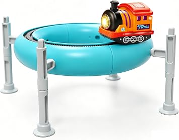 Electric Train Track Set with Music Light-Up Train - Elevated Circular Railway Track, USB Rechargeable Train Toy Accessories for Electric Track Systems