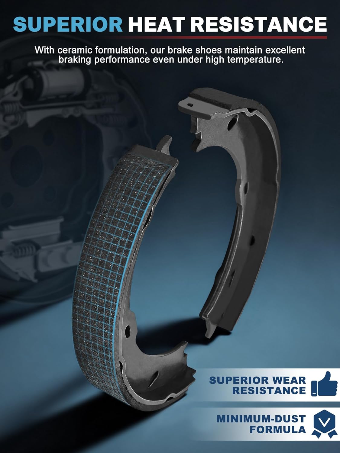 ALLCOMBO Rear Brake Shoes for 1992 1993 1994 1995 1996 1997 1998 1999 2000 2001 2002 2003 2004 2005 Honda Civic, 2007 2008 Fit, 1986 1987 1988 1989 Honda Accord Ceramic Brakes Set Replacement, 576