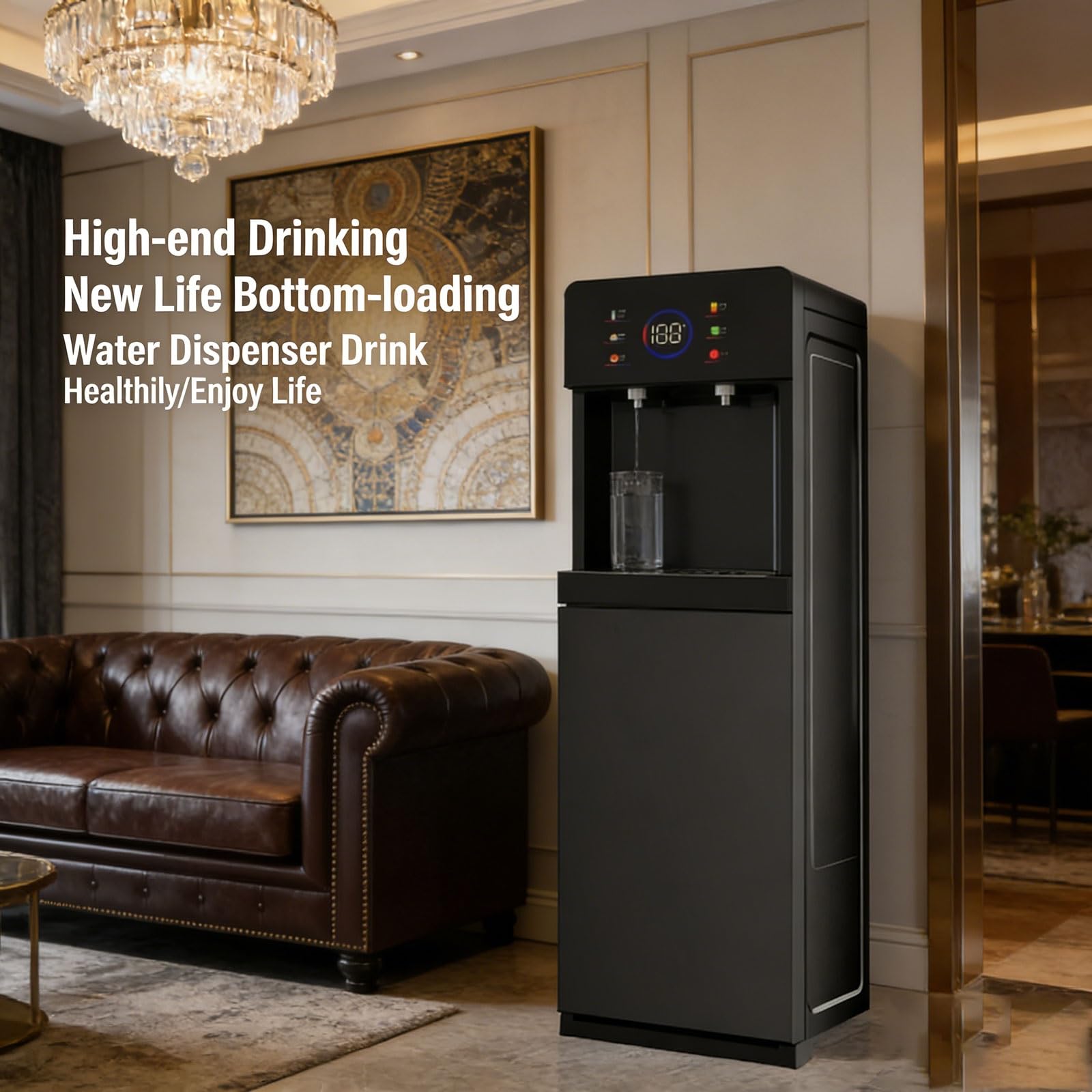 Dispensador De Enfriador De Agua, Dispensador De Agua De Carga Inferior, Dispensadors De Automático Solo Táctil Enfriadores De Fría/Caliente, para Hogar Y Uso Comercial