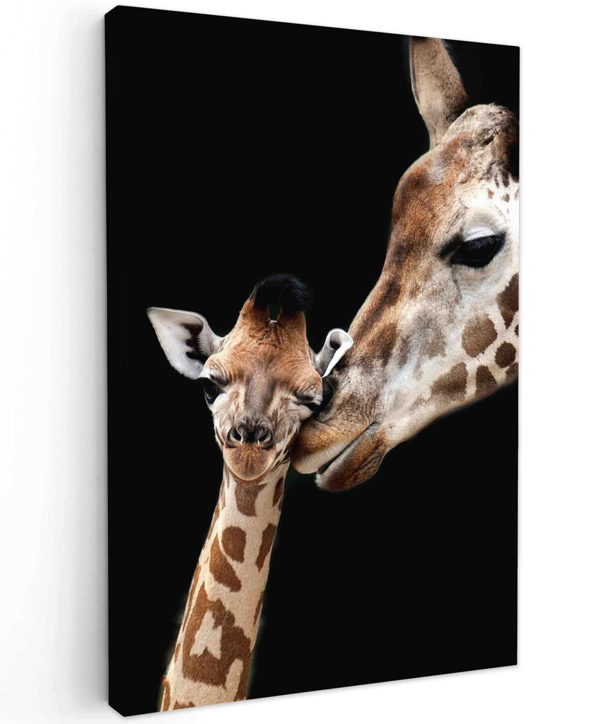 MuchoWow© Canvas Wall Art Work 24"x35" / 60x90 cm Room Decor Painting Wallfillers Picture Decoration Prints Giraffe - Animals - Black - Portrait - Animals — image 1