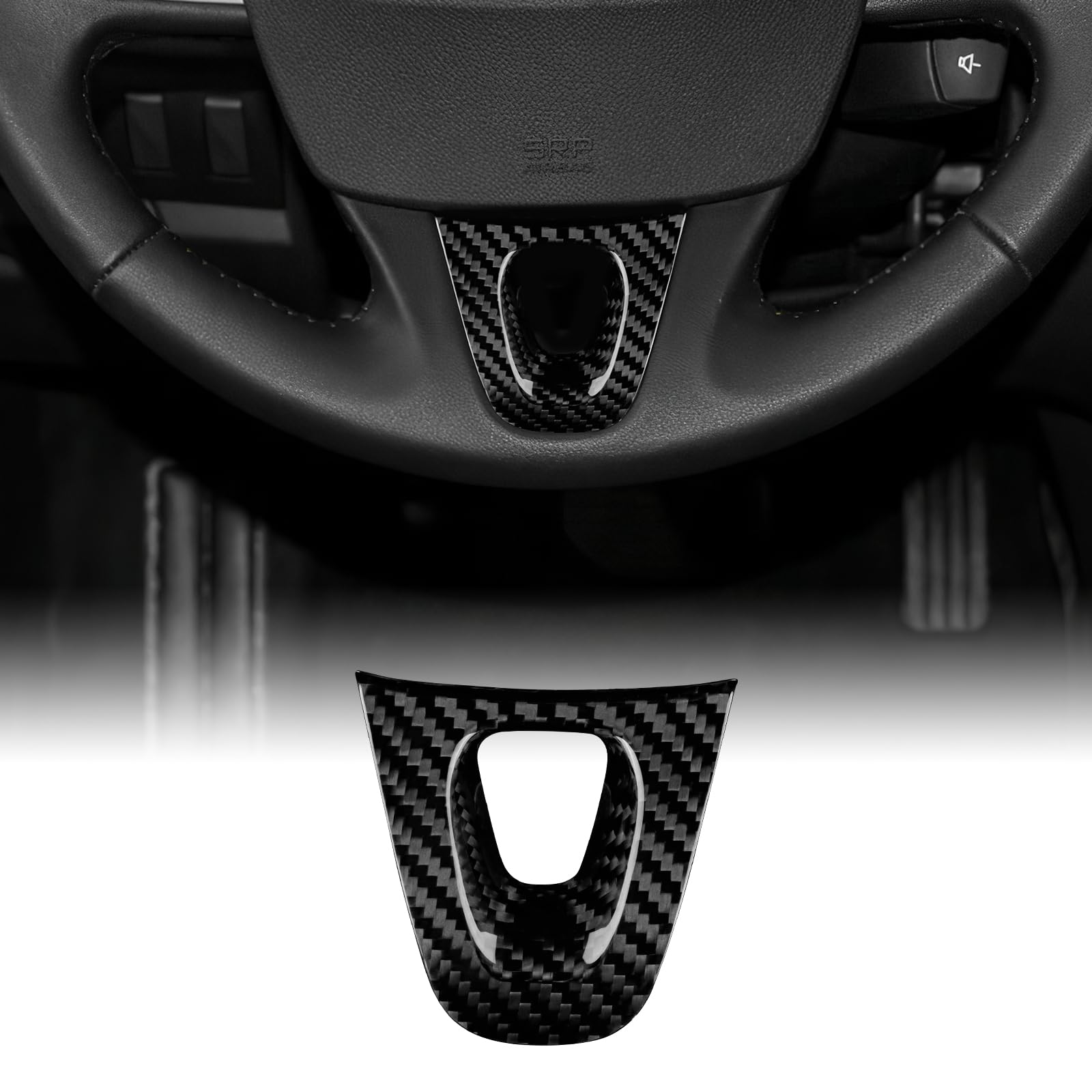 KUNGKIC Dry Kohlefaser Auto Lenkrad Frame Lenkradtasten Für