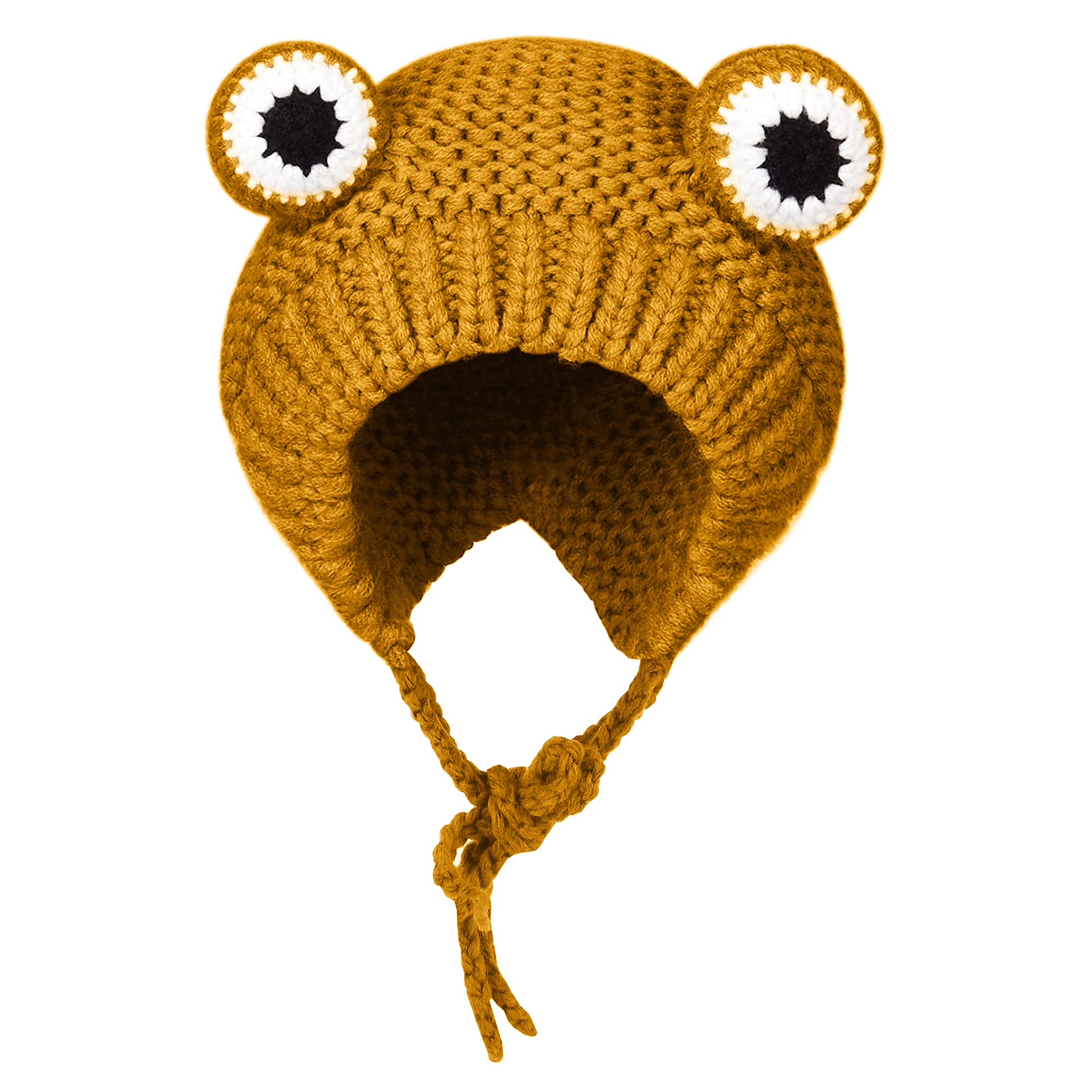 Haoohu Knitted Frog Headband Hat Cute Cartoon Crochet Frog Hat Beanie Hats for Cosplay Photo Props