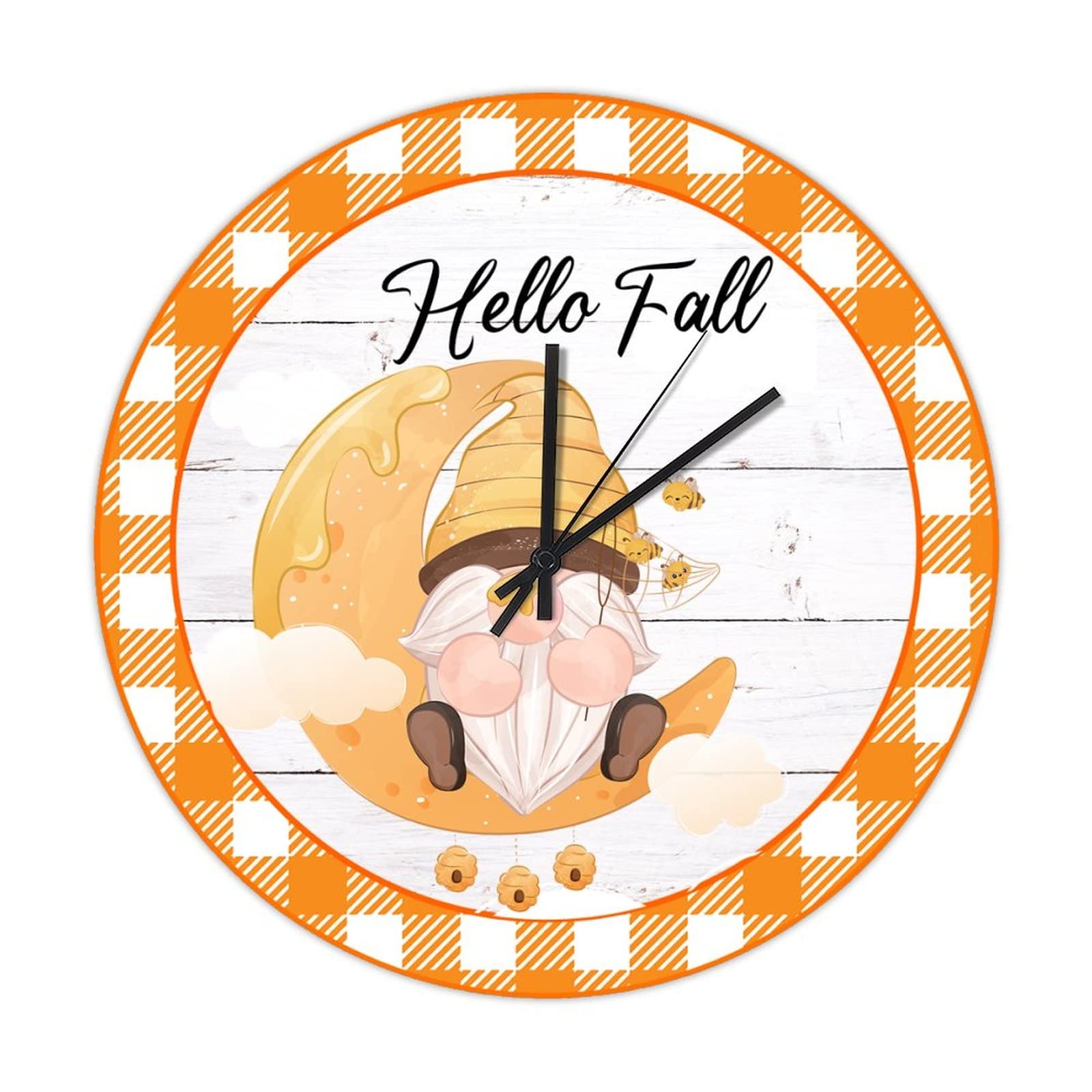 Horloge de cuisine rustique orange et bois décoration automne pour salon chaleureux