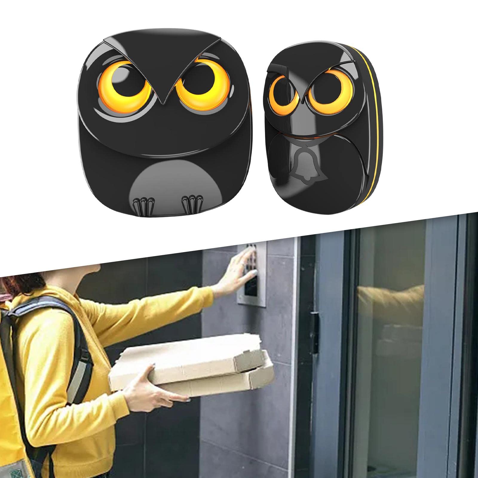Alarme de Passage avec de Mouvement, Matériaux Résistants Aux Intempéries, Forme de Hibou, Installation Facile pour Allée, Piscine, Abri de