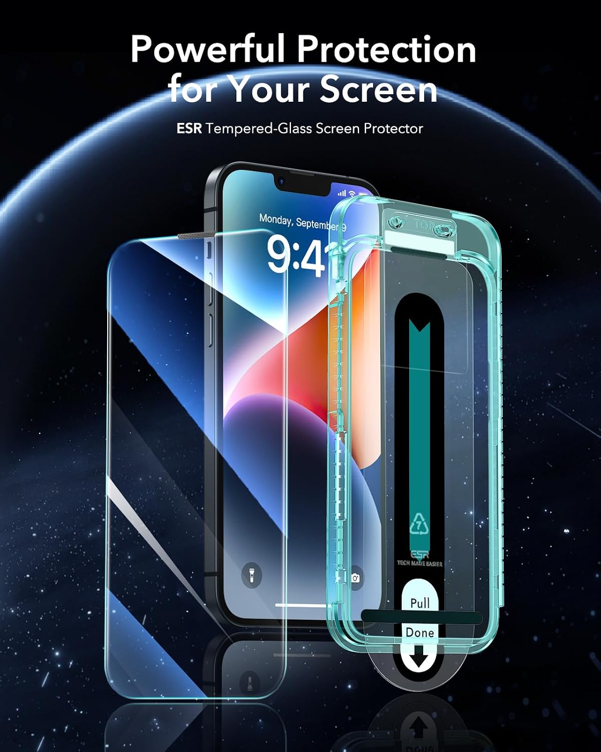 ESR 3 Pack for iPhone 14 Pro Screen Protector, [9H Hardness] [Military Grade Shatterproof] Tempered Glass Film with Flawless Fit Tray