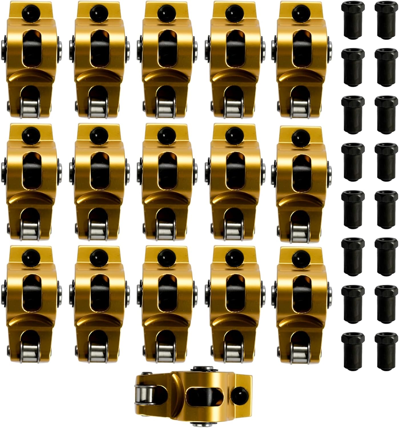 Aluminum Self-Aligning Roller Rocker Arms Set 1.5 Ratio 3/8" Replacement for Chevy SBC Gen I 283 305 327 400