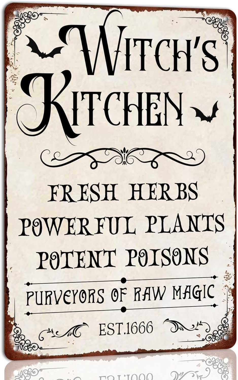 peiyeety Metal Tin Sign Witch's Kitchen Vintage Retro Wall Art, Durable Weatherproof Plaque With Pre-Drilled Holes, For Home, Bar, Cafe, Garage Decor, 12x16 Inch