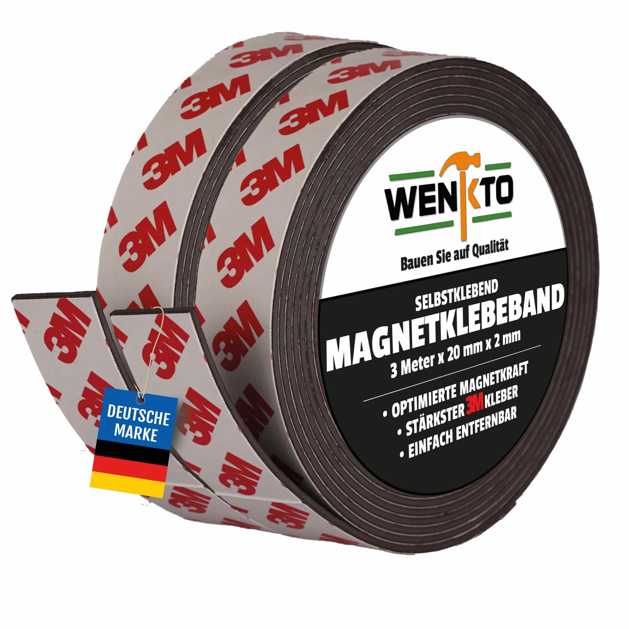 Nastro magnetico 3 metri; forte nastro magnetico 3M progetti fai da te e fai da te; nastro flessibile con magneti; nastro magnetico per pareti, porte e altro ancora (2 x 3 metri, 2 cm di