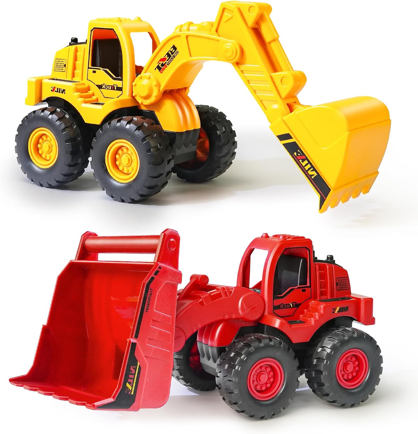 Beestech Construction Toys, Friction Powered Excavator Loader Truck Vehicles, Beach Sand Sandbox Toys for 3, 4, 5 Years Old Boys Kids Girls (2 Pack)