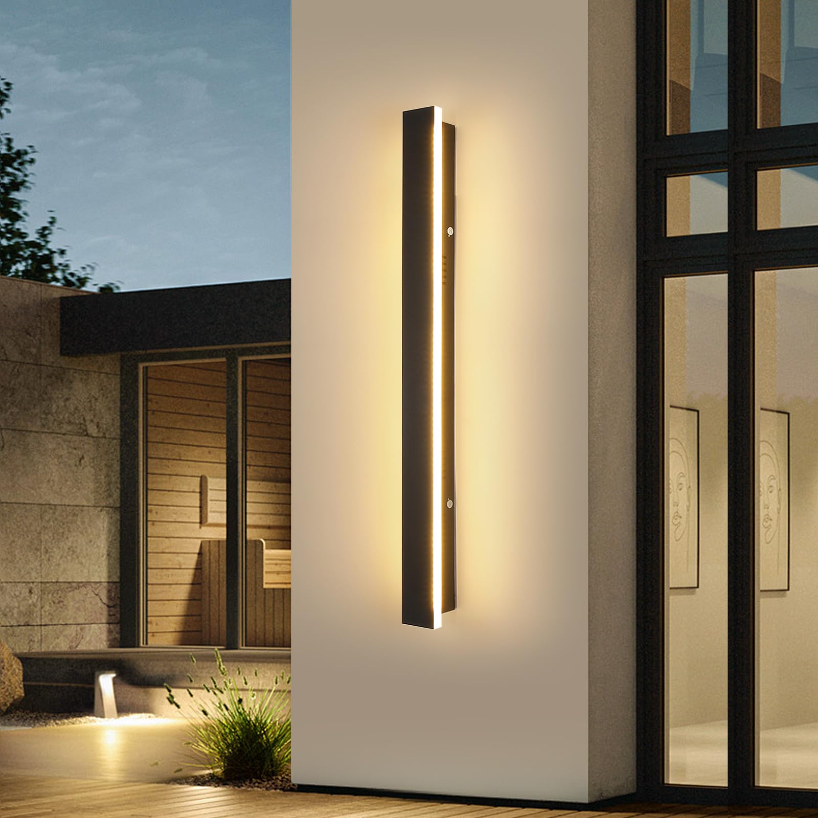 Mikeru 60CM Vertical Wall Lights, 22W Strip Lights Waterproof 3000k/4500k/6000k Hard Wired Front Door Light IP65 Acrylic Long Outdoor Wall Light for Shop Facade — view 7