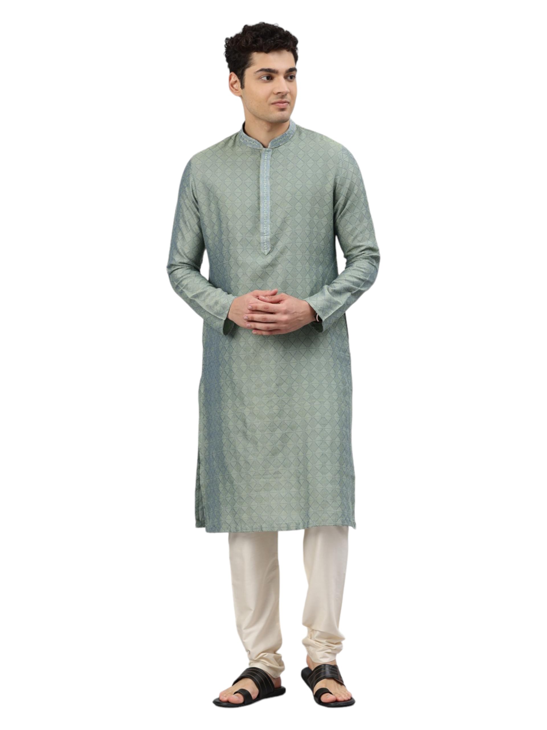 Self design Kurta Pyjama Set for Men-image-34