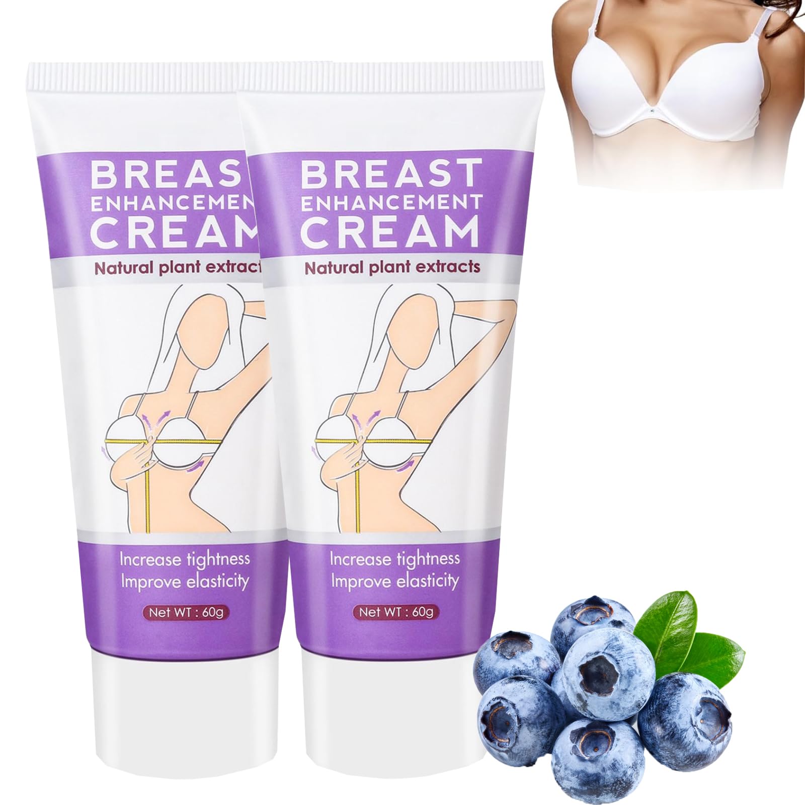 Crema tonificante per aumentare il seno, crema tonificante per aumentare il seno, crema idratante per aumentare il seno (60 g, 2 pezzi)