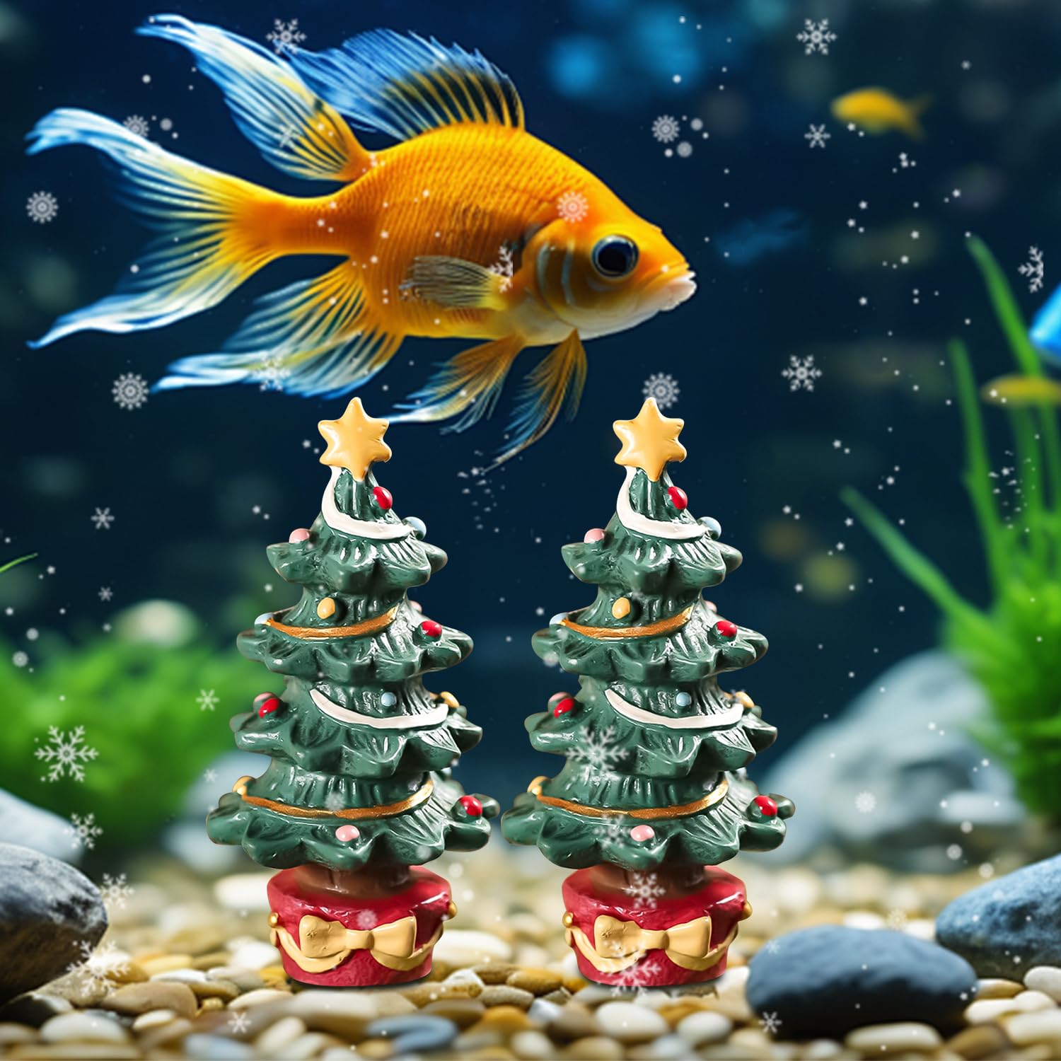 NAUZE Christmas Tree Aquarium Decoration Resin Craft Tabletop Decoration Creative Fish Tank Supplies for Cartoon Christmas Landscaping Decor - Image 3